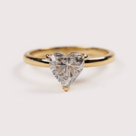 1CT Heart Cut Lab Diamond Solitaire Ring in 14K White Gold
