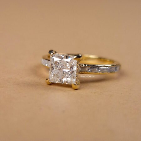 1CT Princess Cut Lab Diamond Hidden Halo Ring in 14K Gold