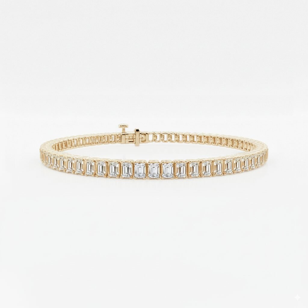 7.85CT Emerald Lab Grown Diamonds Tennis Bracelet in 10K Gold 7.85CT Emerald Lab Grown Diamonds Tennis Bracelet in 10K Gold
