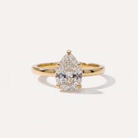 1.00 Carat Pear Cut Lab Grown Diamond Solitaire Engagement Ring 14K Gold IGI Certified