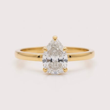 Pear Cut 1.00 Carat F VS1 IGI Certified Lab Diamond Engagement Ring in 14K Yellow Gold – Classic Solitaire Setting