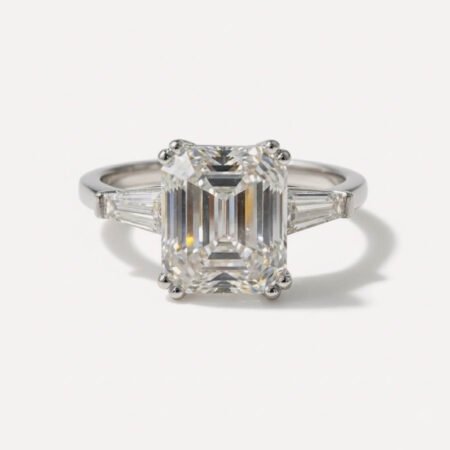 3CT IGI Certified Emerald Cut Three Stone Lab Diamond Ring in 14K Gold