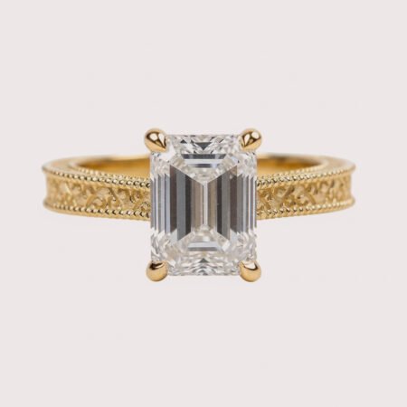 2.24ct Emerald Cut Diamond Ring Elegant 18K Gold Engagement Gift