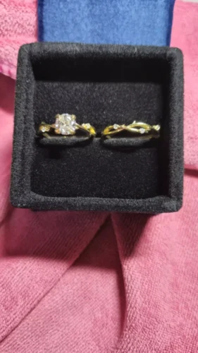 1CT Round Lab Diamond Nature Inspired Twisted Band Ring Set in 14K Gold photo review