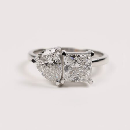 Toi Et Moi Lab Diamond Ring – 2ct Princess & Pear, 14K Gold