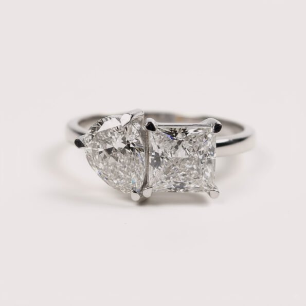 Toi Et Moi Lab Diamond Ring – 2ct Princess & Pear, 14K Gold