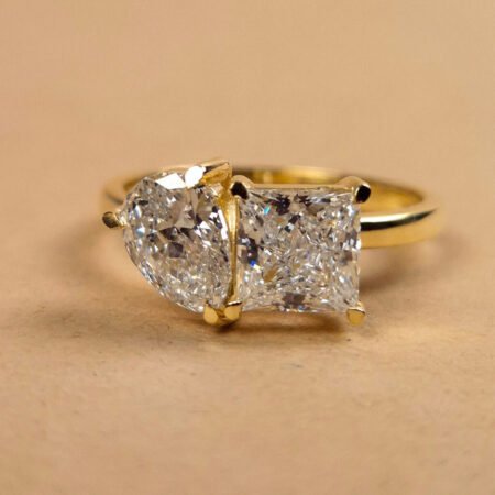Toi Et Moi Lab Diamond Ring – 2ct Princess & Pear, 18K Gold
