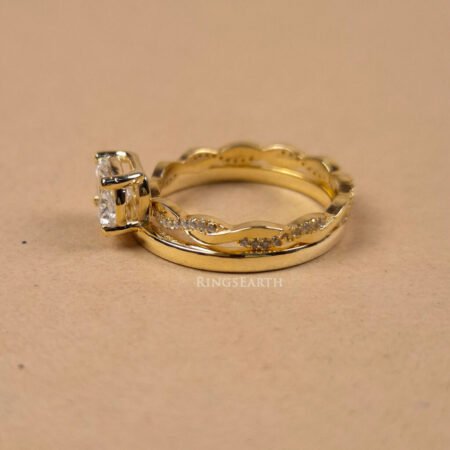 Comfort-Fit 18K Gold Band with Certified Oval Lab Diamond – Side Profile