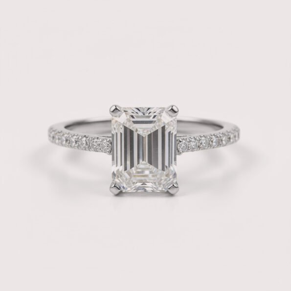 2.0ct Emerald Lab Diamond Ring in 14K White Gold | Lab-Grown