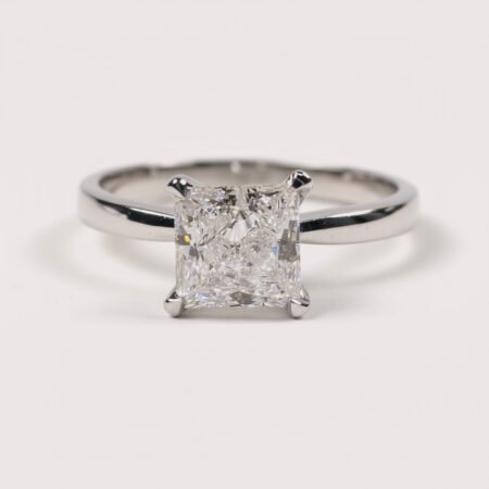 Princess Cut 2 Carat F Color VS1 Clarity IGI Certified CVD Diamond Solitaire Engagement Ring 14k Gold RE244