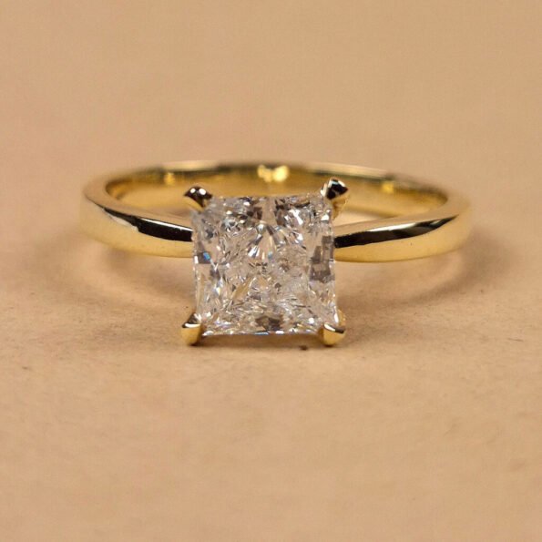 2.00ct Princess-Cut Lab-Grown Diamond Solitaire Engagement Ring in 18K Gold – Top View