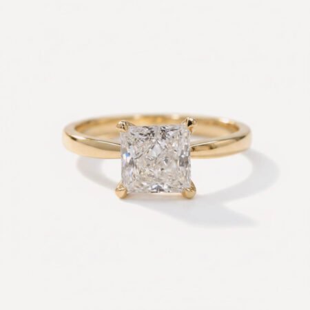 Princess Cut 2 Carat E Color VVS1 Clarity IGI Certified CVD Diamond Solitaire Engagement Ring 14k Gold RE244