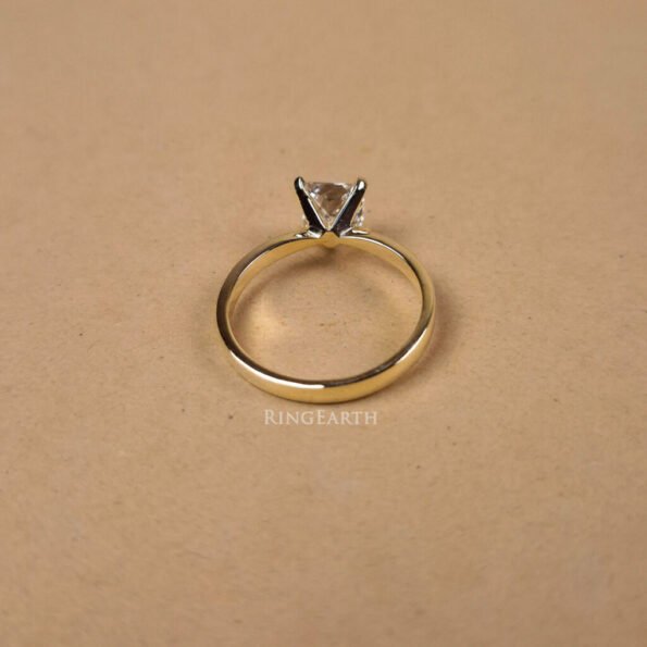 Comfort-Fit 18K Gold Band with Certified Princess Lab Diamond – Back Profile