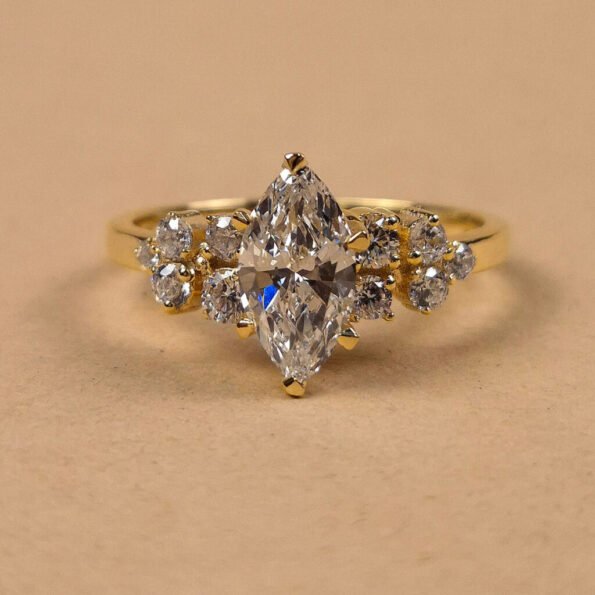 1.03ct Marquise Lab-Grown Diamond Ring in 18K Yellow Gold – Top View