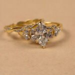 1.03ct Marquise-Cut Lab-Grown Diamond Wedding Ring with Twisted Eternity Band in 18K Gold – Top View