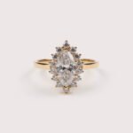 Marquise Cut 1.38 Carat F VS1 SGL Certified Lab Diamond Engagement Ring in 14K Yellow Gold – Starburst Halo Setting