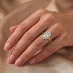 Marquise Cut 1.38 Carat F VS1 SGL Certified Lab Diamond Engagement Ring in 14K Yellow Gold – Starburst Halo Setting