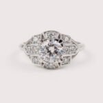 Mid-Century Vintage Art Deco Round Cut CVD Diamond Ring, Edwardian Anniversary Ring