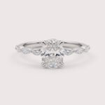 1.43ctw F Color VS1 Clarity IGI Certified Lab Grown Oval Cut Lab Diamond 14K White Gold Side Marquise Lab Diamonds