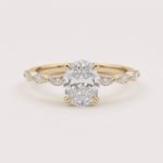 1.43ctw F Color VS1 Clarity IGI Certified Lab Grown Oval Cut Lab Diamond 14K White Gold Side Marquise Lab Diamonds