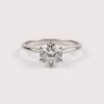 1 Carat Round Cut Lab Grown Diamond Solitaire Engagement Ring in 18K White Gold with Knife Edge Band – EF Color VS1 Clarity – Ethical Minimalist Ring by Ringsearth