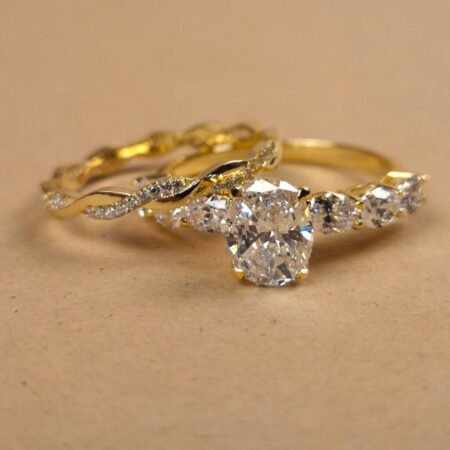 2.68 carat CERTIFIED F/VS1 Oval Cut & Round cut Eternity Twisted band ring set