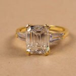 3CT Emerald Cut Three Stone Certified Lab Diamond Ring in 14K Gold