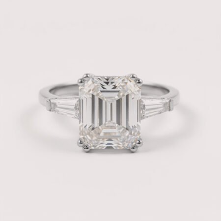 3CT Emerald Cut Three Stone Lab Diamond Ring in 14K Gold
