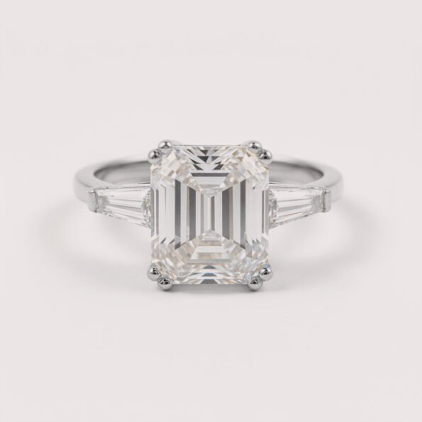 3CT Emerald Cut Three Stone Lab Diamond Ring in 14K Gold