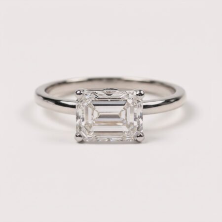 1.69 Carat EAST-WEST IGI Certified F Color VS1 Clarity Emerald Cut Lab Grown Diamond Solitaire Engagement Ring 14k Gold Trendy Style RE390
