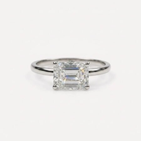1.69 Carat EAST-WEST IGI Certified E Color VS1 Clarity Emerald Cut Lab Grown Diamond Solitaire Engagement Ring 14k Gold Trendy Style RE390