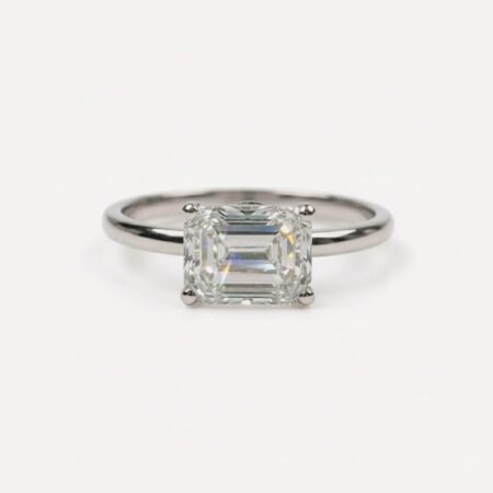 1.69 Carat EAST-WEST IGI Certified F Color VS1 Clarity Emerald Cut Lab Grown Diamond Solitaire Engagement Ring 14k Gold Trendy Style RE390