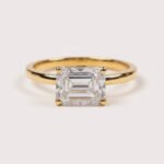 1.69ct East-West Emerald Cut F-VS1 IGI Certified Lab-Grown Diamond Solitaire Engagement Ring with Eternity Band in 18K Gold