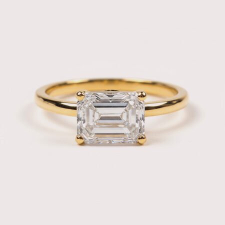 1.69ct East-West Emerald Cut F-VS1 IGI Certified Lab-Grown Diamond Solitaire Engagement Ring with Eternity Band in 18K Gold