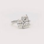 6.50 TCW Toi Et Moi Three Stone Engagement Ring in 18K White Gold