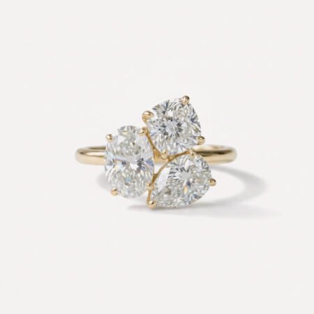 6.50 TCW IGI Certified Toi Et Moi Three Stone Engagement Ring in 18K White Gold