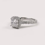 0.75ct Cushion Cut F-VS1 Certified Lab-Grown Diamond Engagement Ring with Accent Round Diamonds in 18K Gold