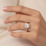 0.75ct Cushion Cut F-VS1 Certified Lab-Grown Diamond Engagement Ring with Accent Round Diamonds in 18K Gold