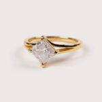 Princess Cut 1.42 Carat F VS1 IGI Certified Lab Diamond Engagement Ring in 14K Yellow Gold – East-West Split Shank Setting