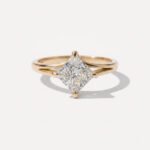 Princess Cut 1.42 Carat E/VS1 IGI Certified Lab Diamond Engagement Ring in 14K Yellow Gold – East-West Split Shank Setting