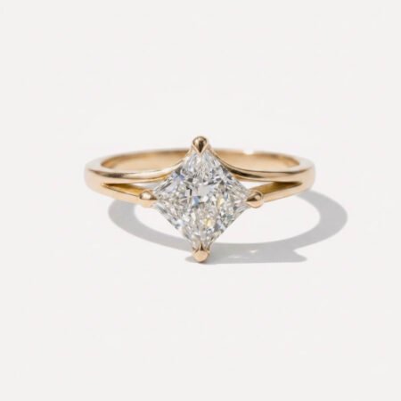 Princess Cut 1.42 Carat E/VS1 IGI Certified Lab Diamond Engagement Ring in 14K Yellow Gold – East-West Split Shank Setting