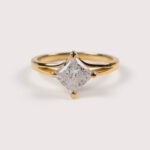 Princess Cut 1.42 Carat F VS1 IGI Certified Lab Diamond Engagement Ring in 14K Yellow Gold – East-West Split Shank Setting