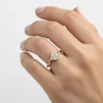 Princess Cut 1.42 Carat F VS1 IGI Certified Lab Diamond Engagement Ring in 14K Yellow Gold – East-West Split Shank Setting