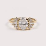 1.85ct Art Deco Oval Lab Diamond Engagement Ring in 18K Gold