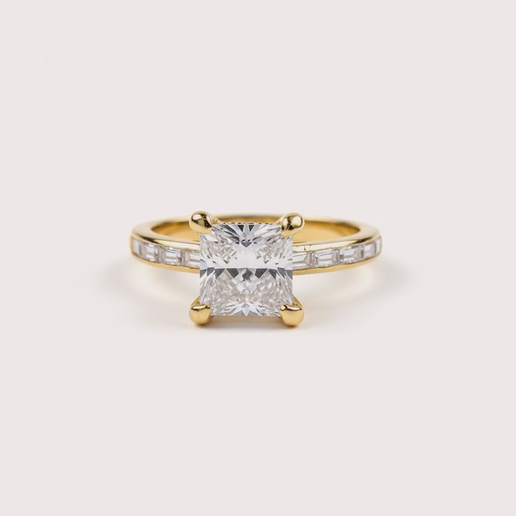 1CT Princess Cut Lab Diamond Hidden Halo Ring in 14K Gold 1CT Princess Cut Lab Diamond Hidden Halo Ring in 14K Gold