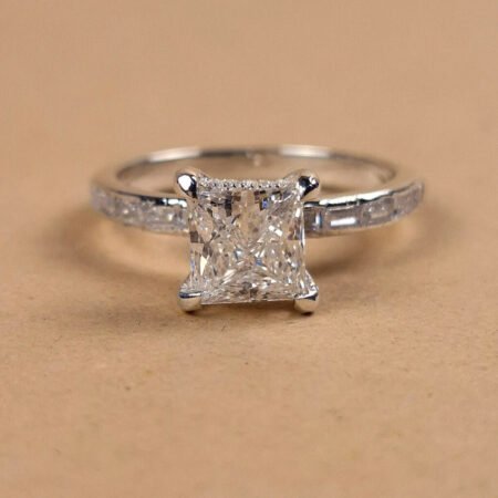 1CT Princess Cut Lab Diamond Hidden Halo Ring in 14K White Gold