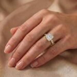 1CT Princess Cut Lab Diamond Hidden Halo Ring in 14K Gold