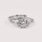 1.45ctw Certified Round Lab-Grown Diamond Engagement Ring – Twisted Eternity Band in 18K Gold
