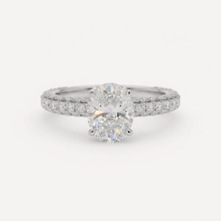 2.03ct IGI Certified E/VS1 Oval Cut Lab Grown Diamond Ring in 14K White Gold