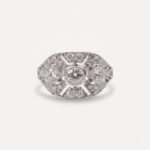 Art Deco 1Ctw Lab Grown Diamond Ring in 14K White Gold for Women